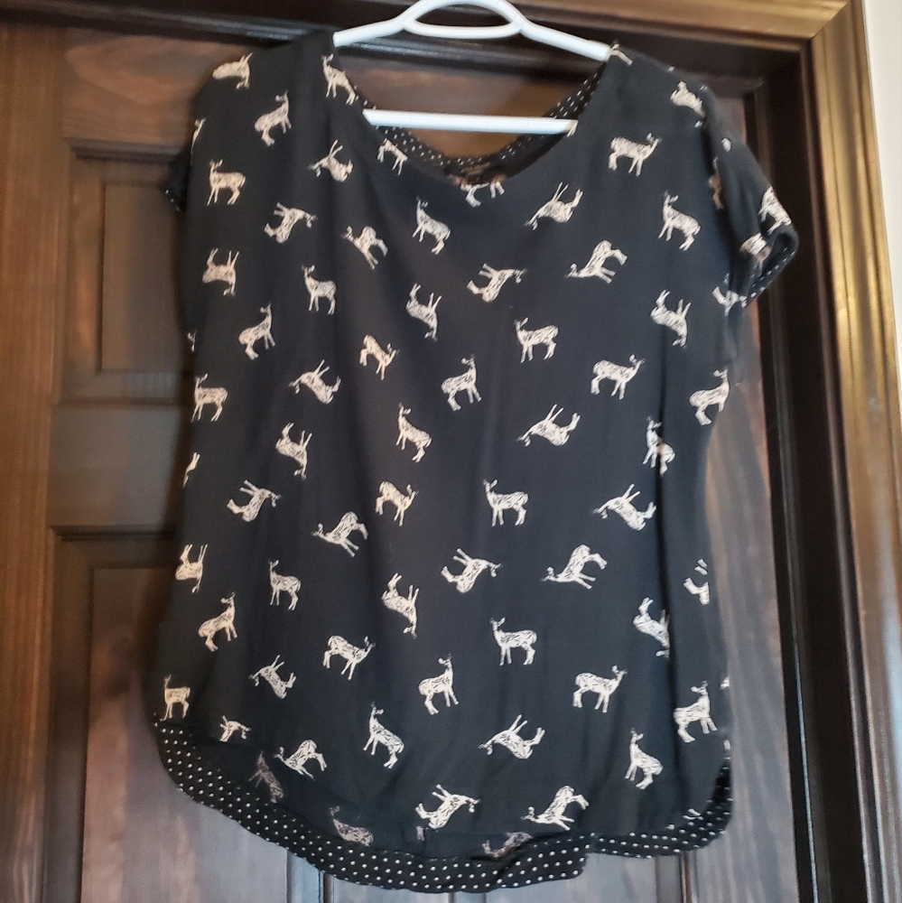 Ella Moss M Deer Navy Blouse